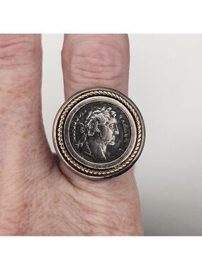 Roman Coin Ring With Gold & Sterling Silver